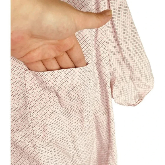 Rugby University Men's Pink & White Geometric Short Sleeve Button Down Shirt - Picture 6 of 10